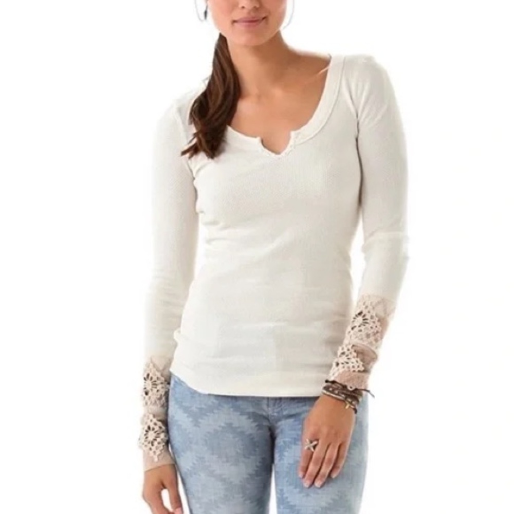 Free People Kombucha Crochet Cuff Thermal Top